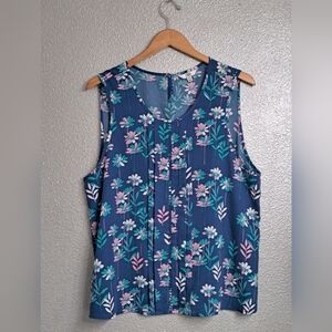Q & A Floral Sleeveless Blouse   Size XXL